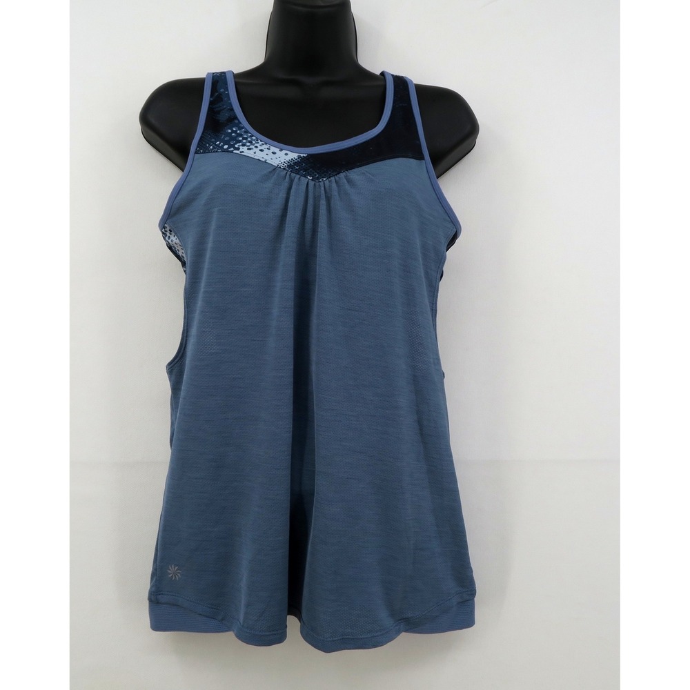 Athleta Blue Space Dye Built-in Shelf Bra Racerback Workout Tank Top Medium